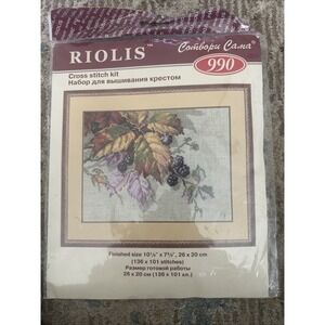 Riolis‎ Counted Cross Stitch Kit Blackberries #990 (10 1/4" X 7 3/4") 2008 DYI